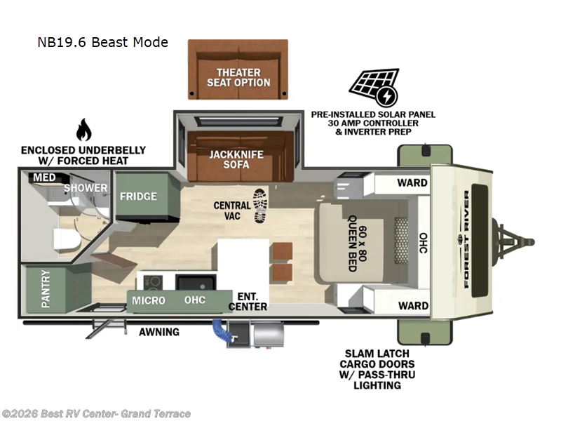 2026 Forest River No Boundaries NB19.6 Beast Mode - New Travel Trailer For Sale by Best RV Center- Grand Terrace in Grand Terrace, California features Slideout