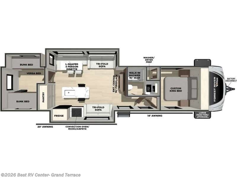 2026 Forest River Vibe 3400BH - New Travel Trailer For Sale by Best RV Center- Grand Terrace in Grand Terrace, California features Slideout