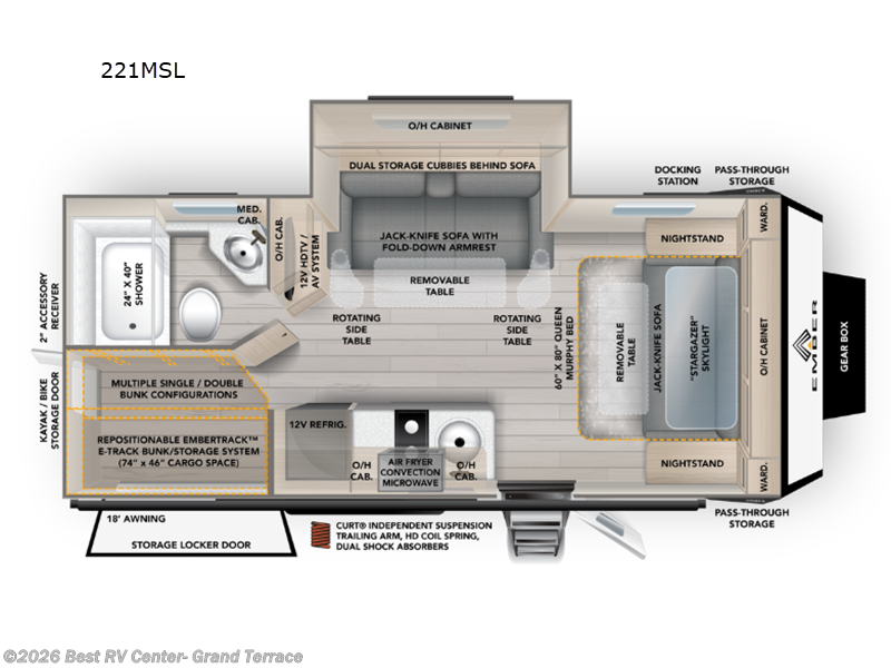 2026 Ember RV Overland Series 221MSL - New Travel Trailer For Sale by Best RV Center- Grand Terrace in Grand Terrace, California features Slideout