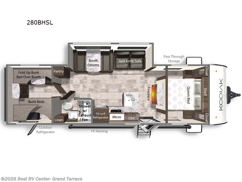 2026 Dutchmen Kodiak 280BHSL - New Travel Trailer For Sale by Best RV Center- Grand Terrace in Grand Terrace, California features Slideout