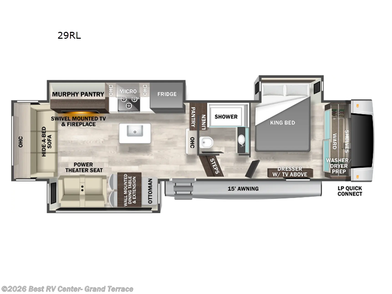 2026 Forest River Cedar Creek Experience 29RL - New Fifth Wheel For Sale by Best RV Center- Grand Terrace in Grand Terrace, California features Slideout