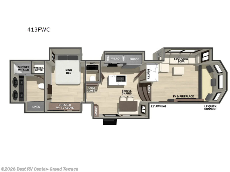 2026 Forest River Cedar Creek Cottage Fifth Wheels 413FWC - New Fifth Wheel For Sale by Best RV Center- Grand Terrace in Grand Terrace, California features Slideout