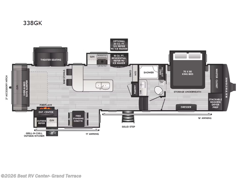 2026 Keystone Alpine Avalanche Edition 338GK - New Fifth Wheel For Sale by Best RV Center- Grand Terrace in Grand Terrace, California features Slideout