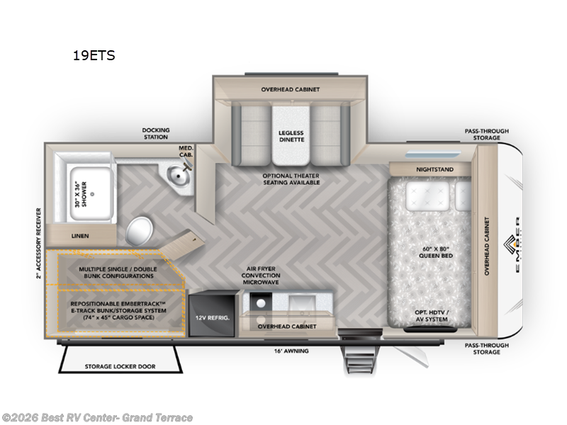 2026 Ember RV E-Series 19ETS - New Travel Trailer For Sale by Best RV Center- Grand Terrace in Grand Terrace, California features Slideout