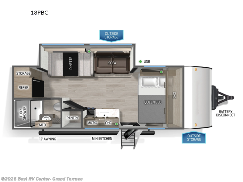 2026 Forest River Cascade 18PBC - New Travel Trailer For Sale by Best RV Center- Grand Terrace in Grand Terrace, California features Slideout