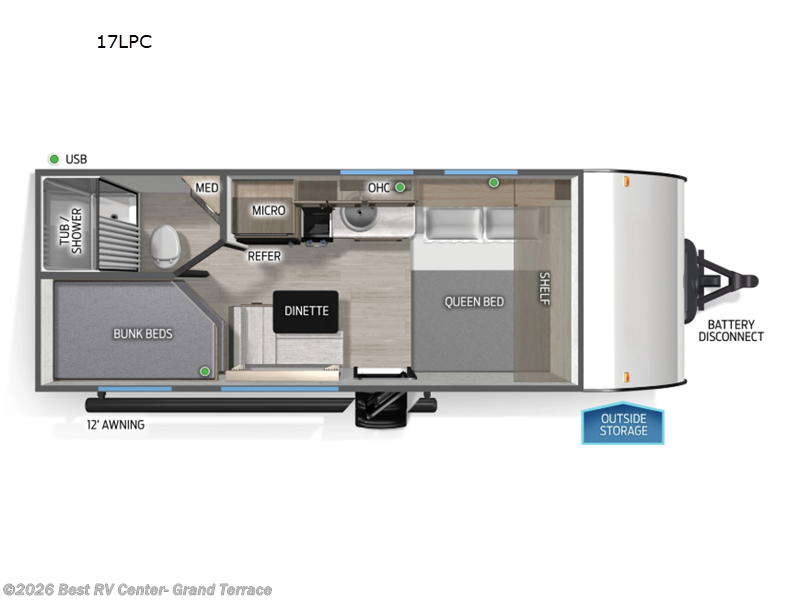 2026 Forest River Cascade 17LPC - New Travel Trailer For Sale by Best RV Center- Grand Terrace in Grand Terrace, California