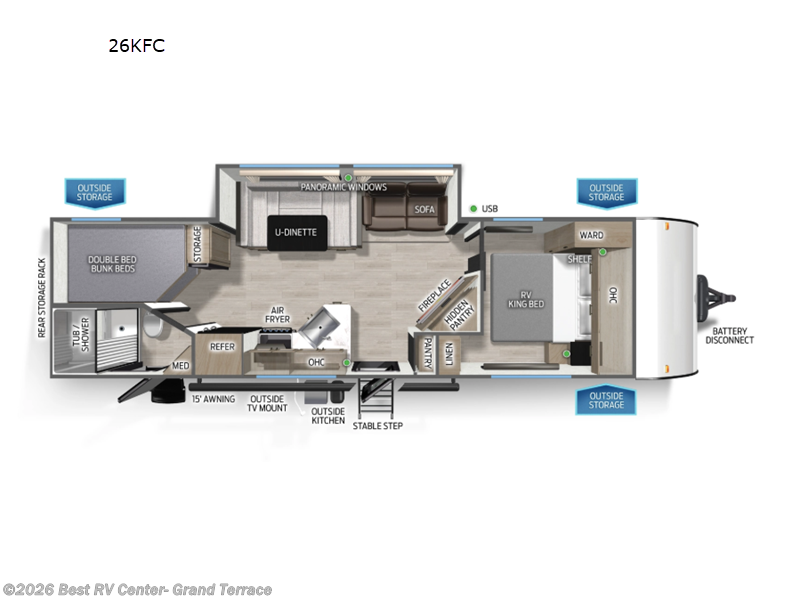 2026 Forest River Cascade 26KFC - New Travel Trailer For Sale by Best RV Center- Grand Terrace in Grand Terrace, California features Slideout