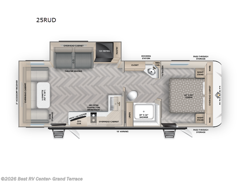 2026 Ember RV E-Series 25RUD - New Travel Trailer For Sale by Best RV Center- Grand Terrace in Grand Terrace, California features Slideout