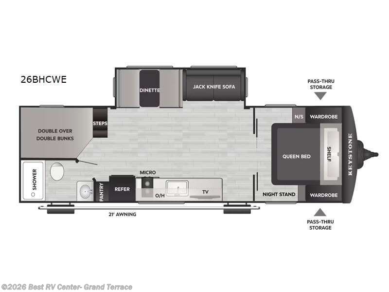 2026 Keystone Bullet Classic 26BHCWE - New Travel Trailer For Sale by Best RV Center- Grand Terrace in Grand Terrace, California features Slideout