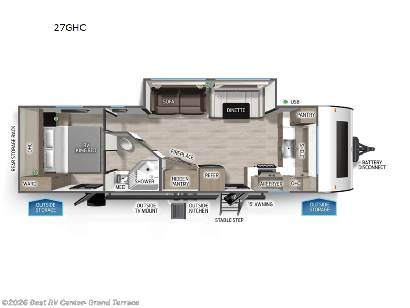 2026 Forest River Cascade 27GHC - New Travel Trailer For Sale by Best RV Center- Grand Terrace in Grand Terrace, California features Slideout
