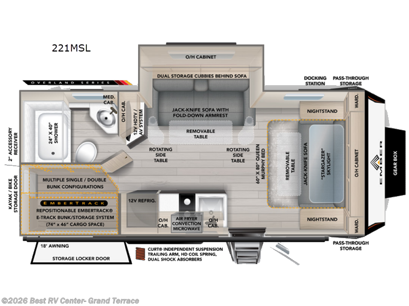 2026 Ember RV Overland Series 221MSL - New Travel Trailer For Sale by Best RV Center- Grand Terrace in Grand Terrace, California features Slideout