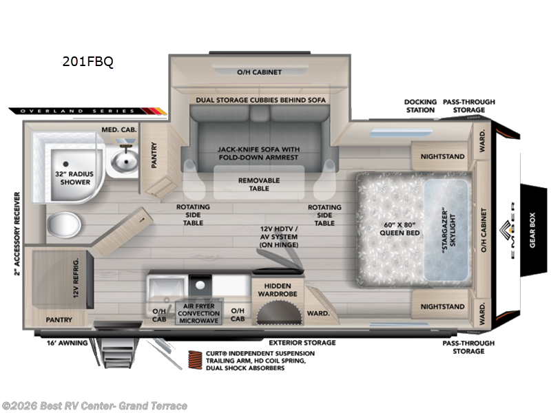 2027 Ember RV Overland Series 201FBQ - New Travel Trailer For Sale by Best RV Center- Grand Terrace in Grand Terrace, California features Slideout