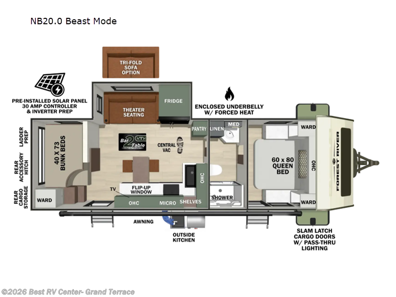 2027 Forest River No Boundaries NB20.0 Beast Mode - New Travel Trailer For Sale by Best RV Center- Grand Terrace in Grand Terrace, California features Slideout