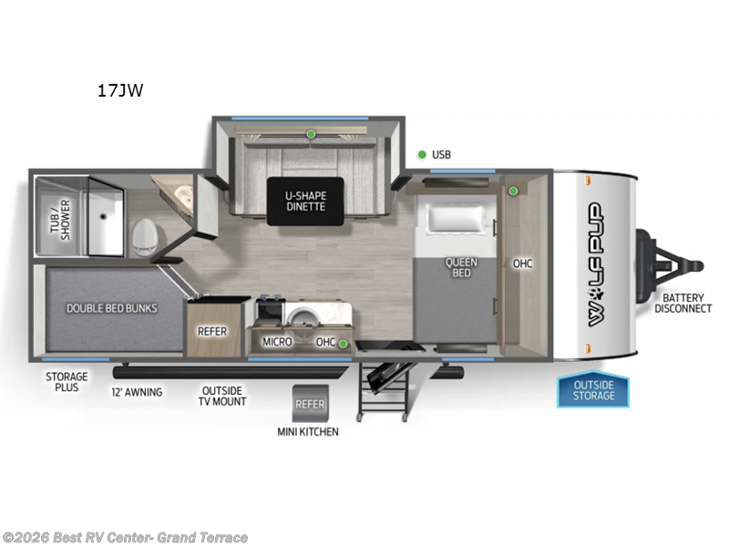 2026 Forest River Cascade 17JWC - New Travel Trailer For Sale by Best RV Center- Grand Terrace in Grand Terrace, California features Slideout