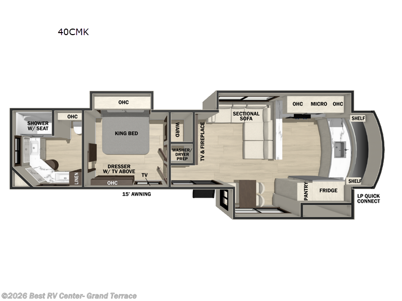2026 Forest River Cedar Creek Cottage 40CMK - New Destination Trailer For Sale by Best RV Center- Grand Terrace in Grand Terrace, California features Slideout