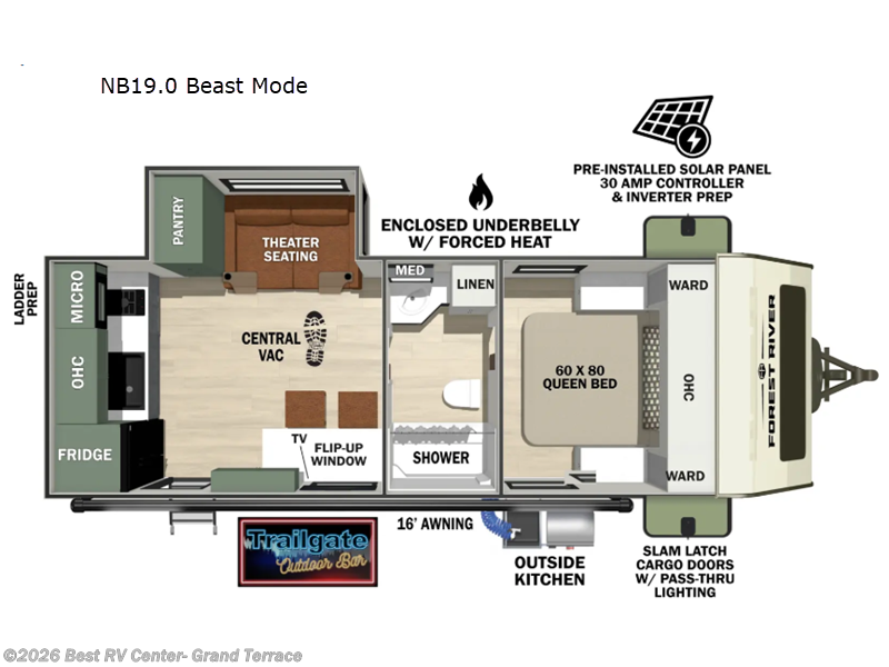 2027 Forest River No Boundaries NB19.0 Beast Mode - New Travel Trailer For Sale by Best RV Center- Grand Terrace in Grand Terrace, California features Slideout