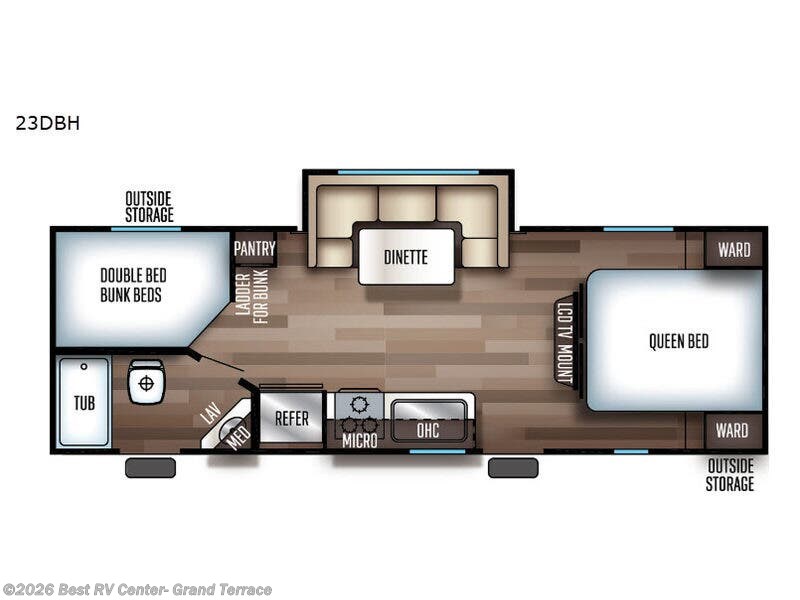 2019 Forest River Cherokee Grey Wolf 23DBH - Used Travel Trailer For Sale by Best RV Center- Grand Terrace in Grand Terrace, California features Slideout