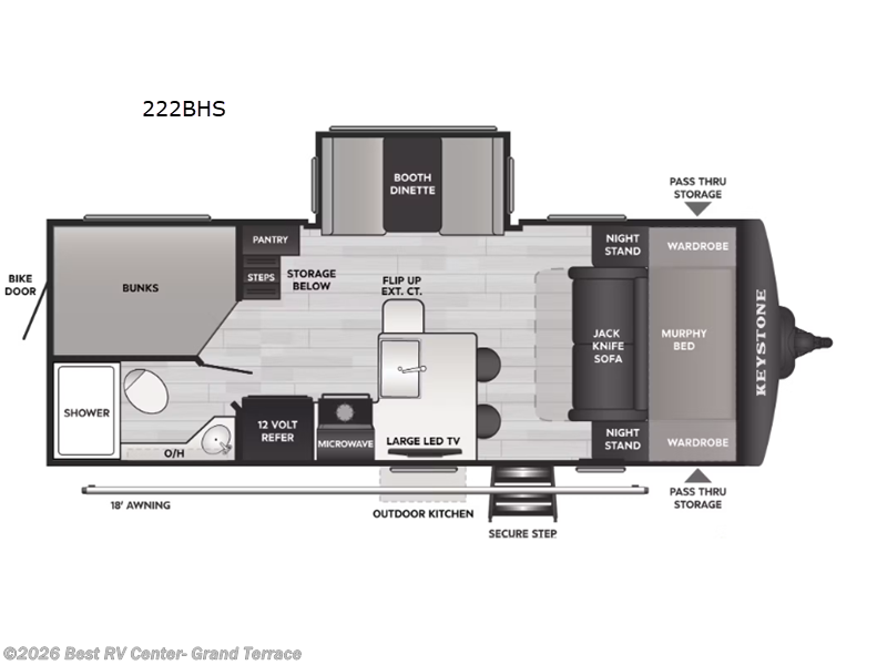 2027 Keystone Bullet Crossfire 222BHS - New Travel Trailer For Sale by Best RV Center- Grand Terrace in Grand Terrace, California features Slideout