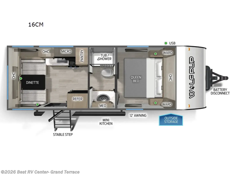 2026 Forest River Cherokee Wolf Pup 16CM - Used Travel Trailer For Sale by Best RV Center- Grand Terrace in Grand Terrace, California