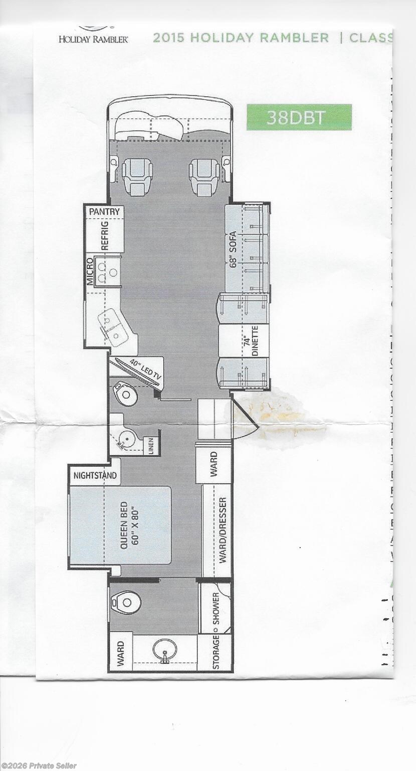 Floorplan of 2015 Holiday Rambler Ambassador 38DBT