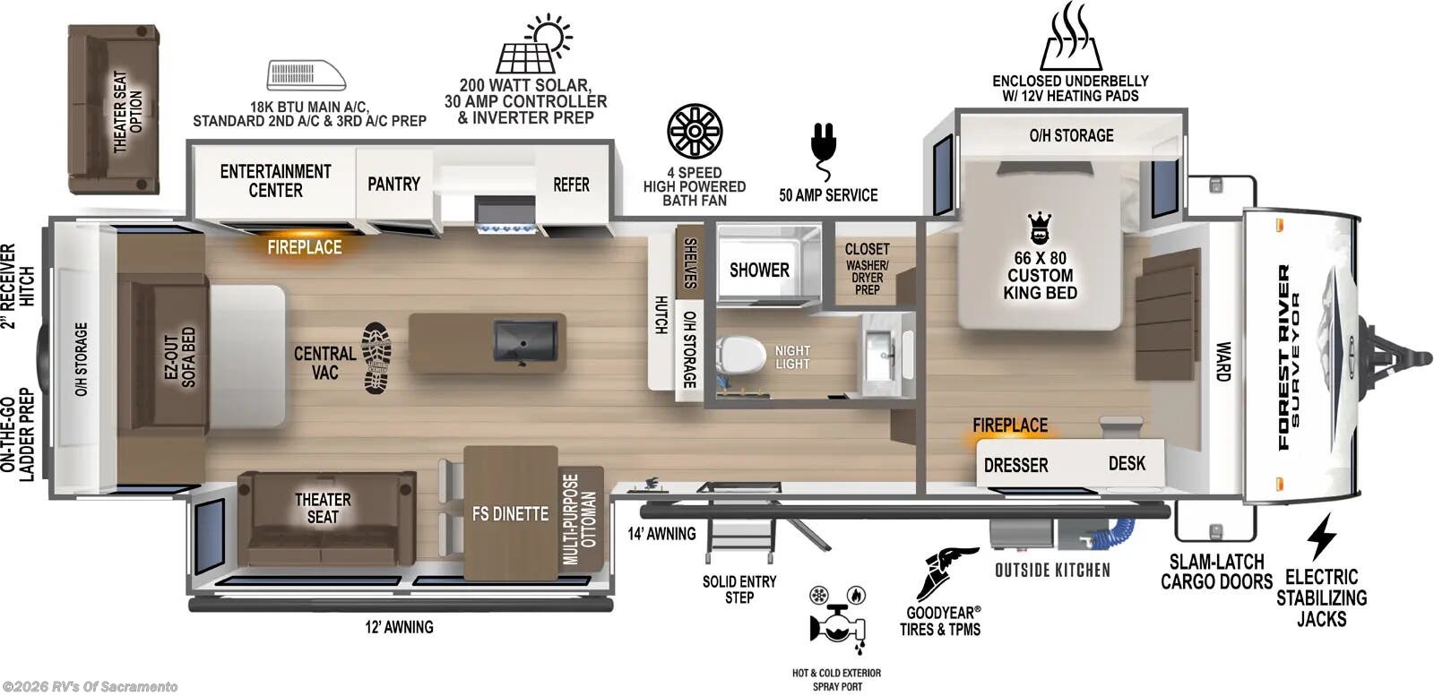 Floorplan of 2026 Forest River Grand Surveyor 305RLBS