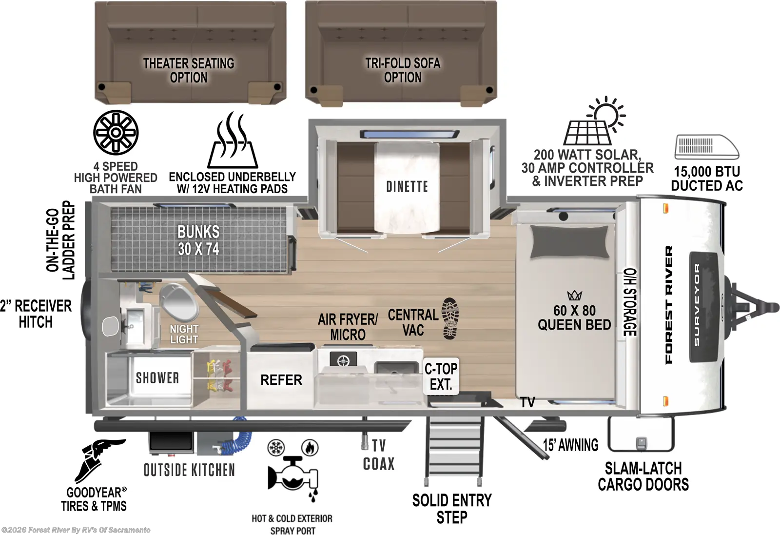 2026 Forest River Surveyor Legend 19BHLE - New Travel Trailer For Sale by Forest River By RV's Of Sacramento in Sacramento, California
