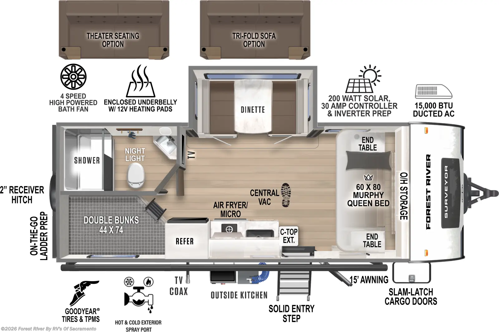 2026 Forest River Surveyor Legend 19MDBLE - New Travel Trailer For Sale by Forest River By RV's Of Sacramento in Sacramento, California