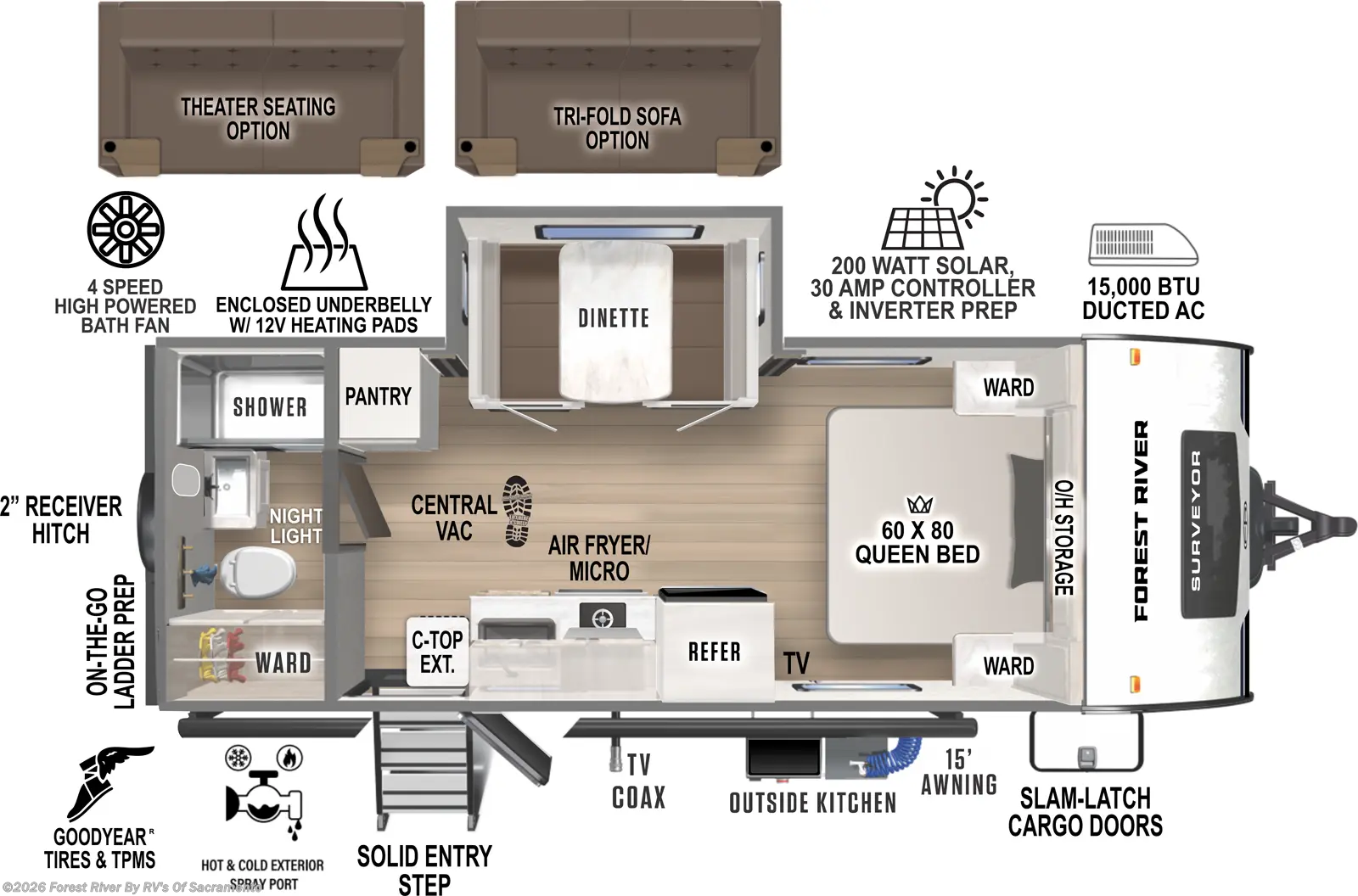 2026 Forest River Surveyor Legend 19RBLE - New Travel Trailer For Sale by Forest River By RV's Of Sacramento in Sacramento, California