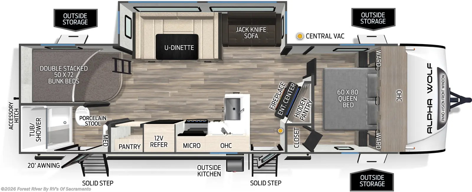 2026 Forest River Cherokee Alpha Wolf 26DBH - New Travel Trailer For Sale by Forest River By RV's Of Sacramento in Sacramento, California