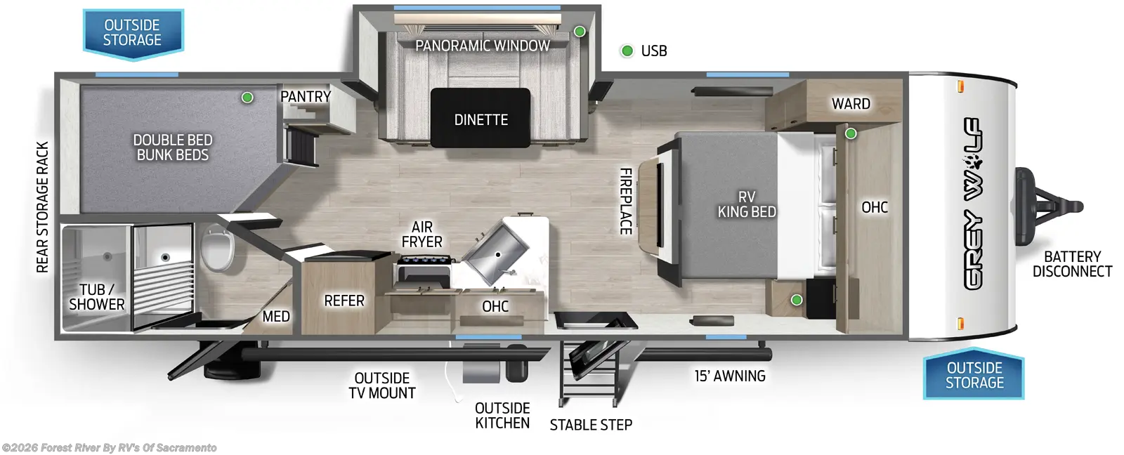 2026 Forest River Cherokee Grey Wolf 23DBH - New Travel Trailer For Sale by Forest River By RV's Of Sacramento in Sacramento, California