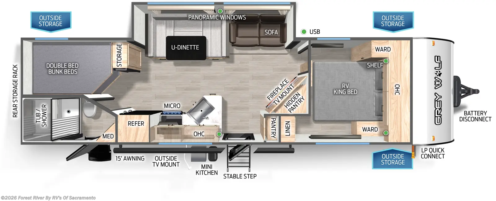 2026 Forest River Cherokee Grey Wolf 26KF - New Travel Trailer For Sale by Forest River By RV's Of Sacramento in Sacramento, California