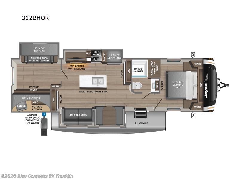 2026 Jayco Eagle HT 312BHOK - New Travel Trailer For Sale by Blue Compass RV Franklin in Franklin, Kentucky features Slideout