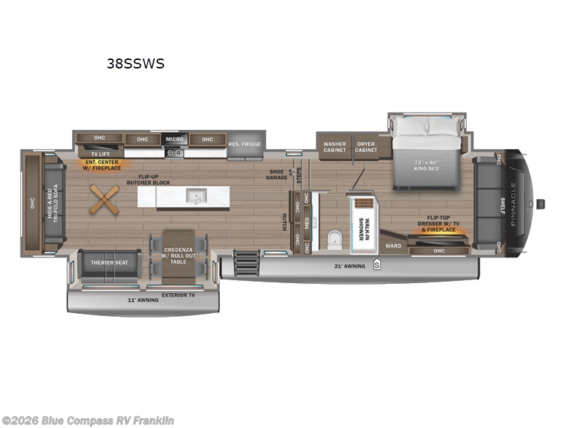 2026 Jayco Pinnacle 38SSWS - New Fifth Wheel For Sale by Blue Compass RV Franklin in Franklin, Kentucky features Slideout