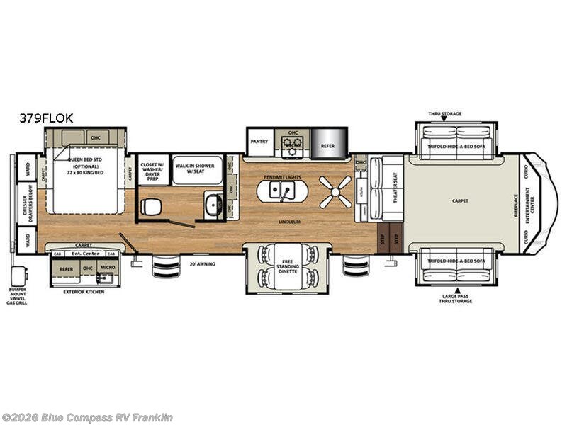 2017 Forest River Sandpiper 379FLOK - Used Fifth Wheel For Sale by Blue Compass RV Franklin in Franklin, Kentucky features Slideout