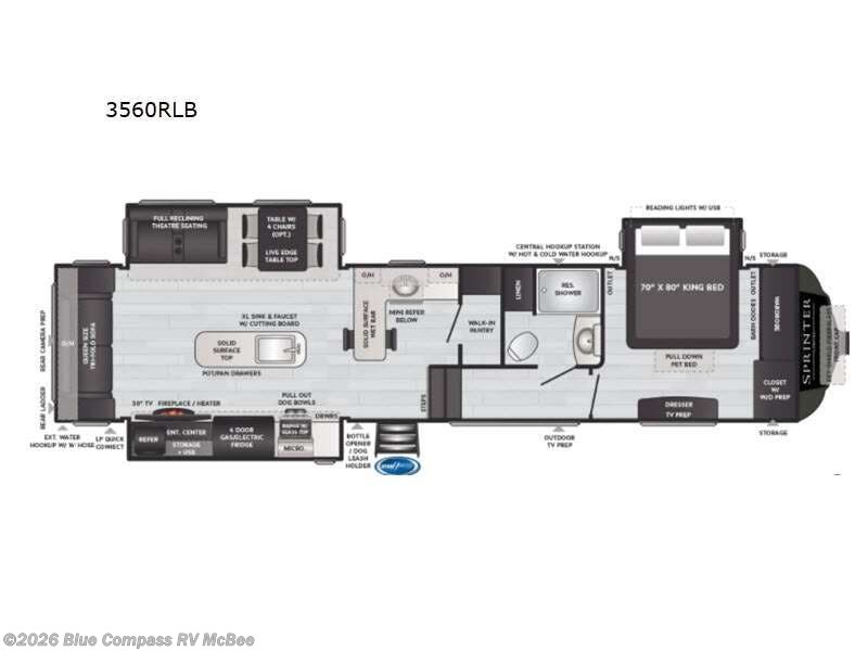 2021 Keystone Sprinter 3560 RLB - Used Fifth Wheel For Sale by Blue Compass RV McBee in McBee, South Carolina features Slideout