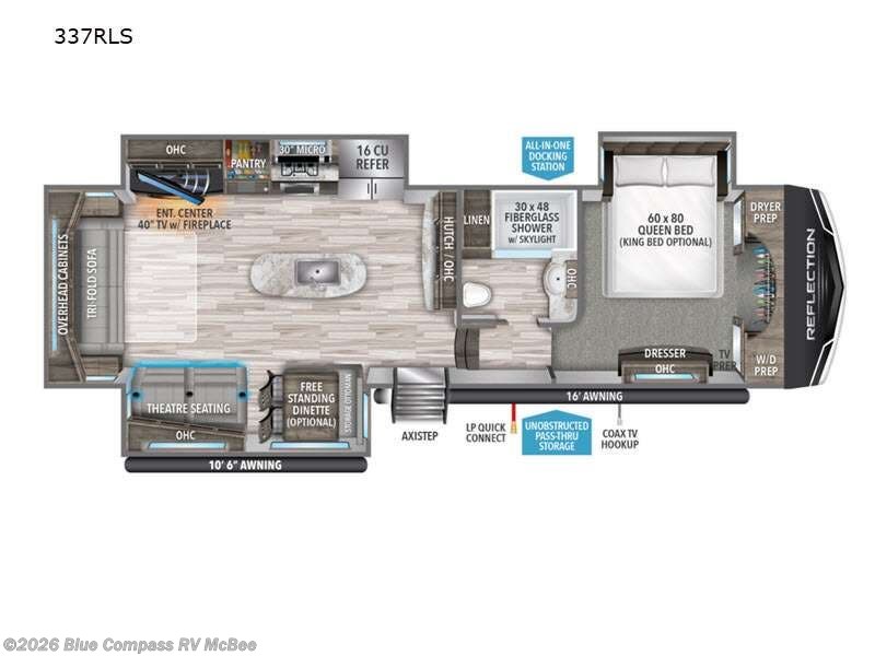 2022 Grand Design Reflection 337RLS - Used Fifth Wheel For Sale by Blue Compass RV McBee in McBee, South Carolina features Slideout