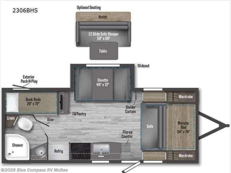 2023 Winnebago Micro Minnie 2306BHS - Used Travel Trailer For Sale by Blue Compass RV McBee in McBee, South Carolina features Slideout