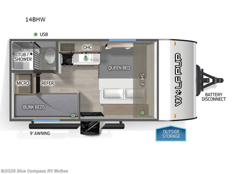 2026 Forest River Cherokee Wolf Pup 14BHLP - New Travel Trailer For Sale by Blue Compass RV McBee in McBee, South Carolina
