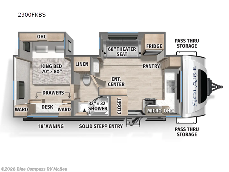 2026 Forest River Solaire 2300FKBS - New Travel Trailer For Sale by Blue Compass RV McBee in McBee, South Carolina features Slideout
