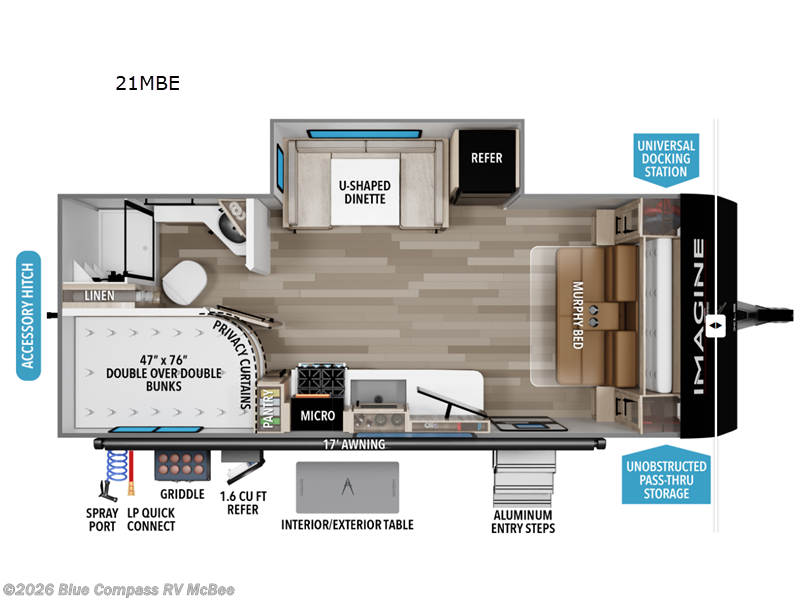 2026 Grand Design Imagine XLS 21MBE - New Travel Trailer For Sale by Blue Compass RV McBee in McBee, South Carolina features Slideout