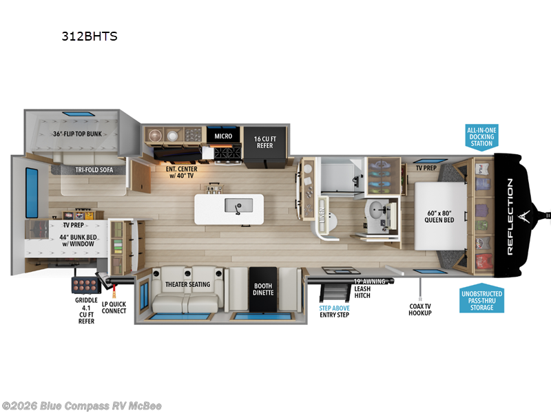 2026 Grand Design Reflection 312BHTS - New Travel Trailer For Sale by Blue Compass RV McBee in McBee, South Carolina features Slideout