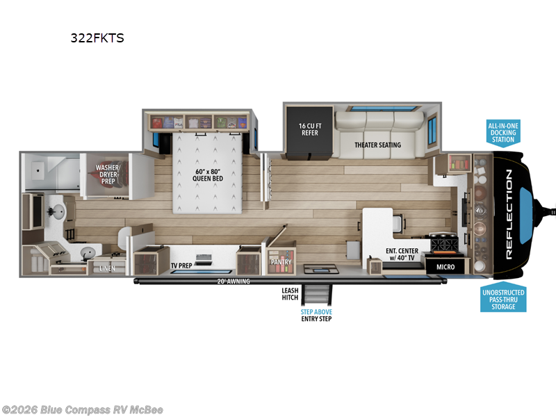 2026 Grand Design Reflection 322FKTS - New Travel Trailer For Sale by Blue Compass RV McBee in McBee, South Carolina features Slideout