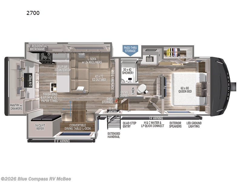 2026 Brinkley RV Model Z 2700 - New Fifth Wheel For Sale by Blue Compass RV McBee in McBee, South Carolina features Slideout
