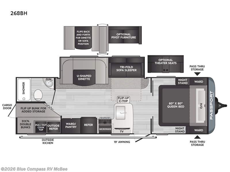 2022 Keystone Passport 268BH - Used Travel Trailer For Sale by Blue Compass RV McBee in McBee, South Carolina features Slideout