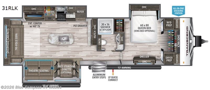 2021 Grand Design Transcend Xplor 31RLK - Used Travel Trailer For Sale by Blue Compass RV McBee in McBee, South Carolina features Slideout