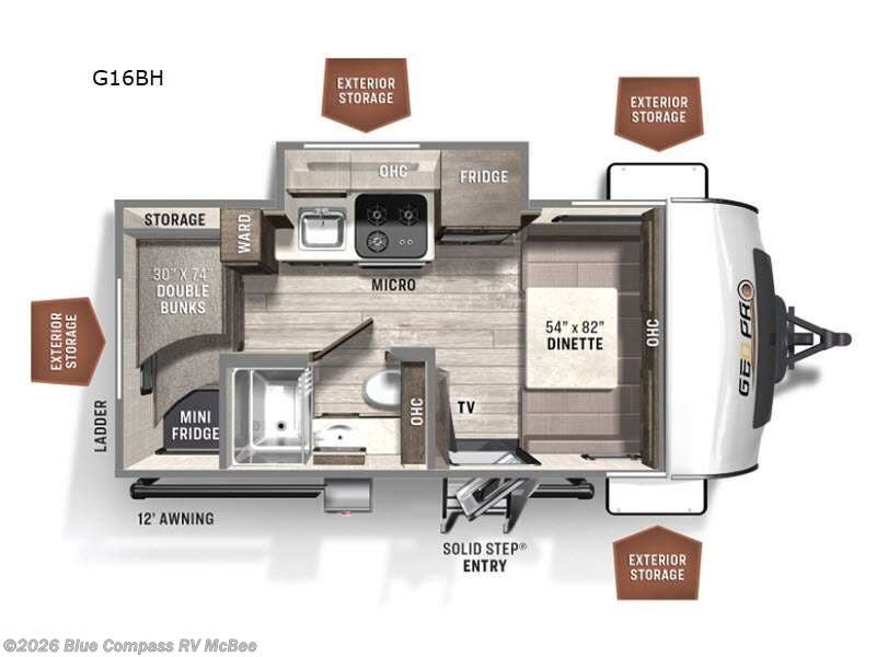 2023 Forest River Rockwood Geo Pro 16BH - Used Travel Trailer For Sale by Blue Compass RV McBee in McBee, South Carolina features Slideout