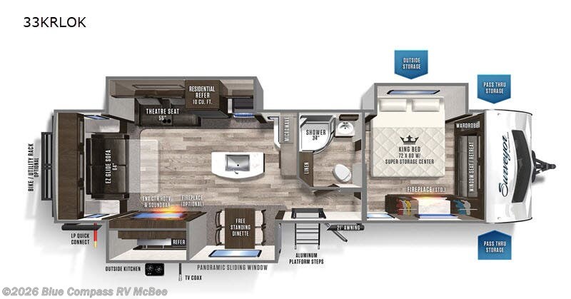 2020 Forest River Surveyor Luxury 33KRLOK - Used Travel Trailer For Sale by Blue Compass RV McBee in McBee, South Carolina features Slideout