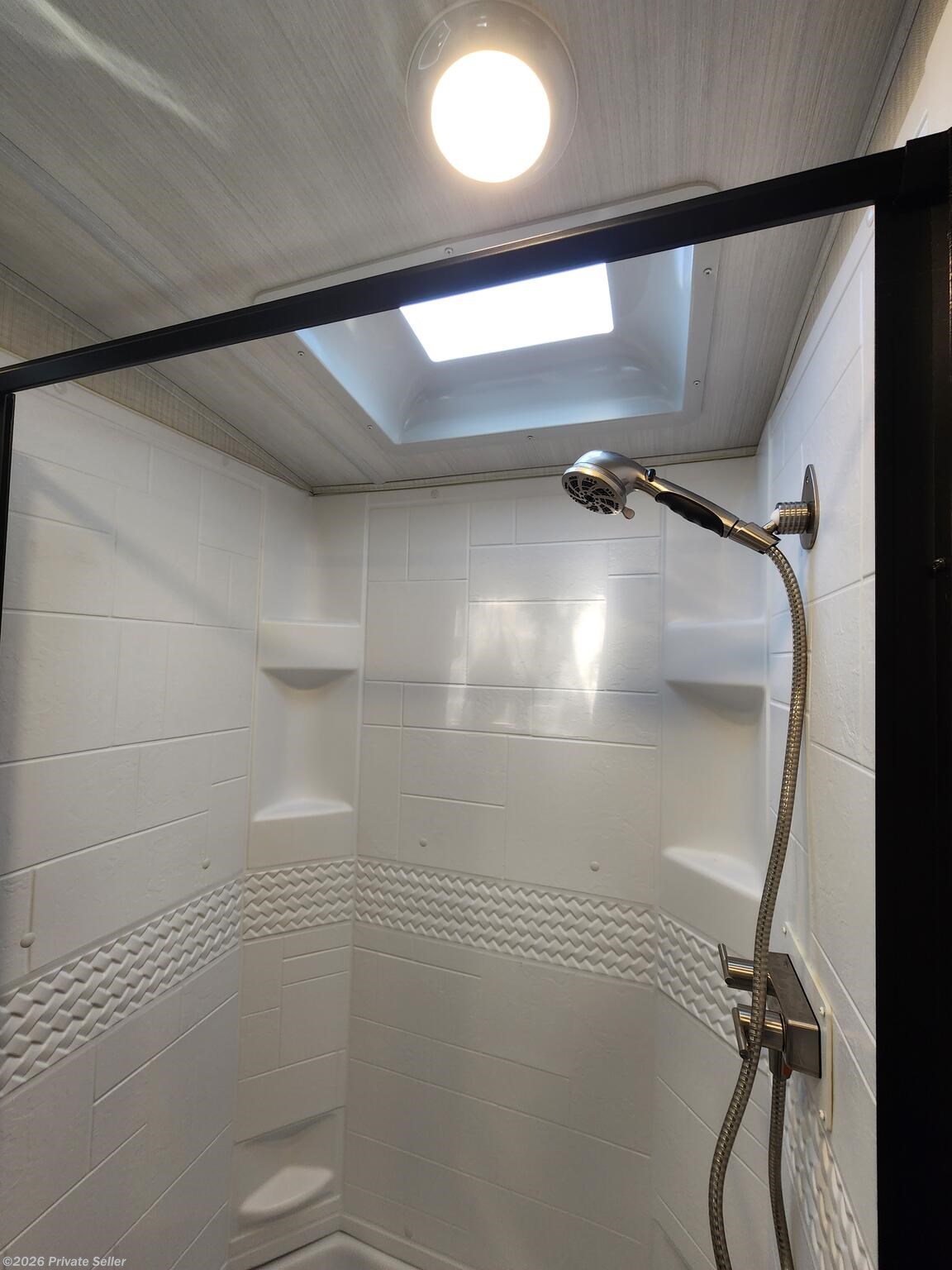 Spacious shower with skylight