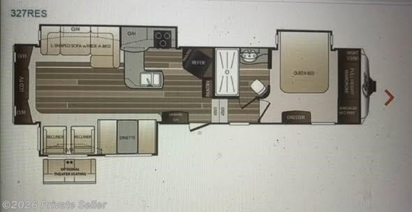 Floorplan of 2016 Keystone Cougar 327RES