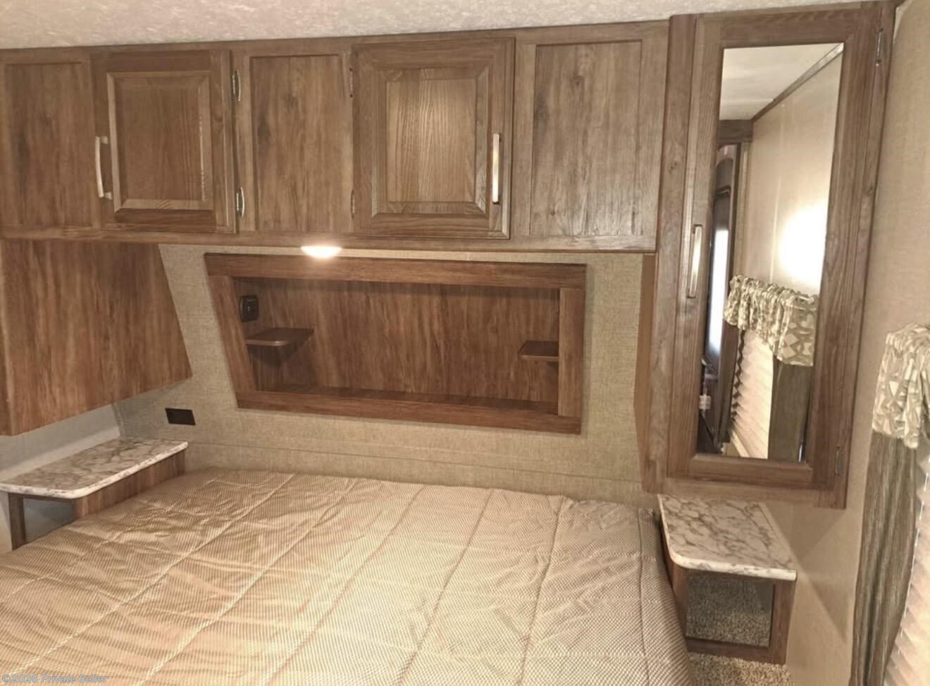 RV King sized bed with new 4” memory foam topper
